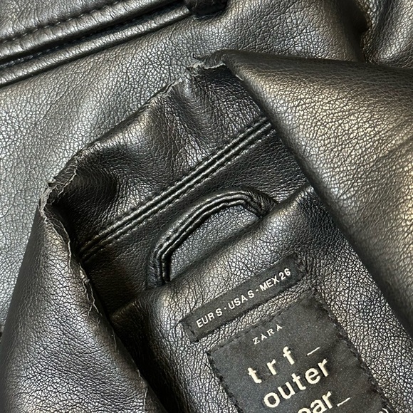 Zara Black Leather Jacket Asymmetrical Design - Picture 14 of 14